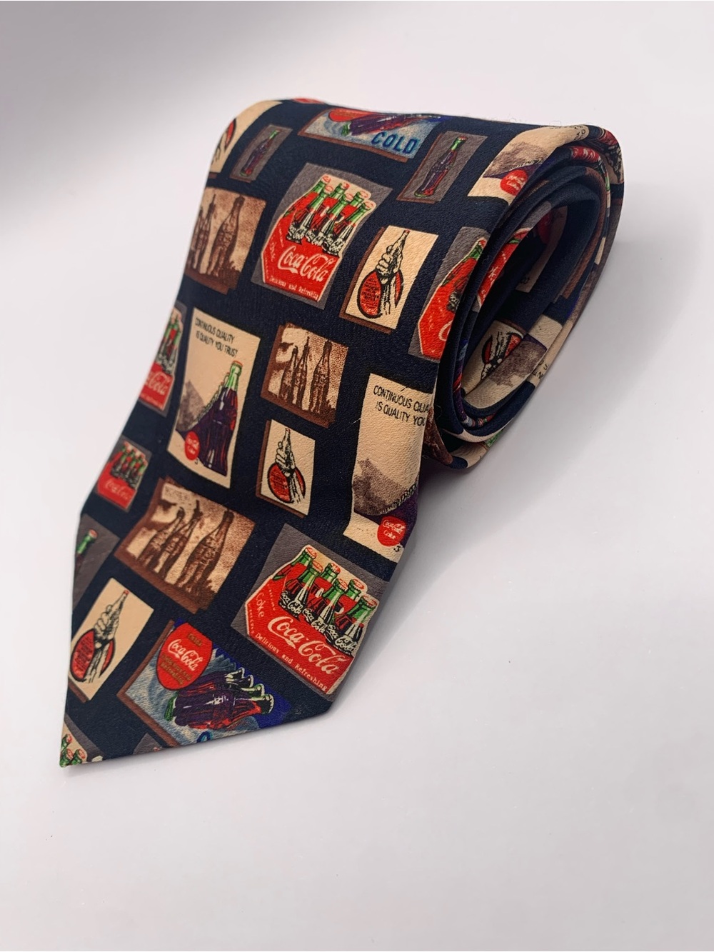 Coca Cola Retro Patchwork Tie in Navy, Beige, Red and Green collectible